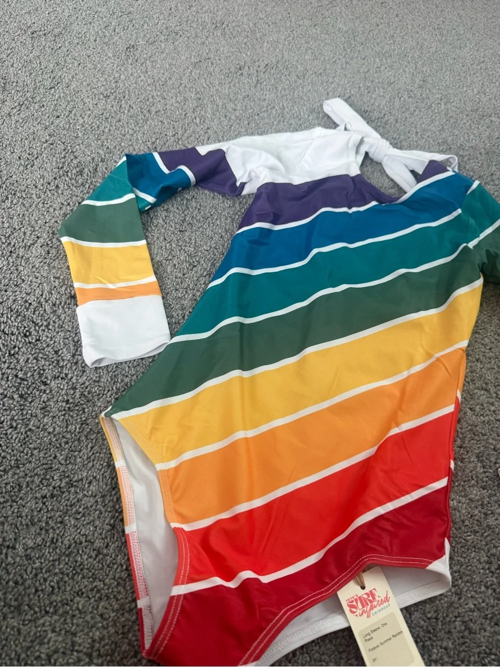 Saint Ida Rainbow Stripe Long Sleeve Swimsuit Sz 8